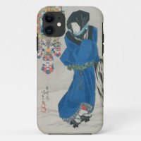 Japanese Woman in the Snow (colour woodblock print