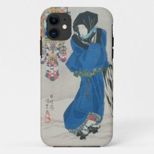Japanese Woman in the Snow (colour woodblock print iPhone 11 Case