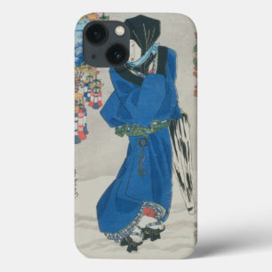 Japanese Woman in the Snow (colour woodblock print iPhone 13 Case