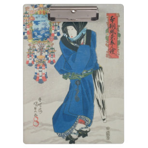 Japanese Woman in the Snow (colour woodblock print Clipboard