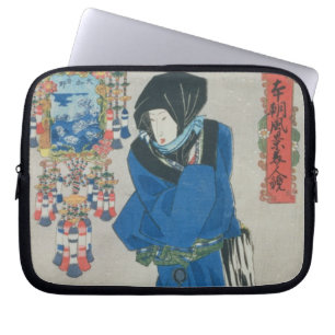 Japanese Woman in the Snow (colour woodblock print Laptop Sleeve
