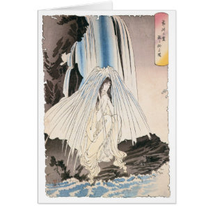 Japanese Woman in Waterfall, Ancient Japanese Art