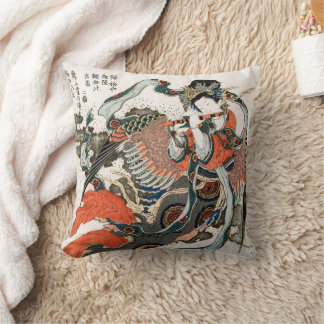 Japanese Woman Playing Flute Cushion