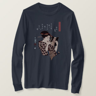 Japanese Woman Reading-Distressed T-Shirt