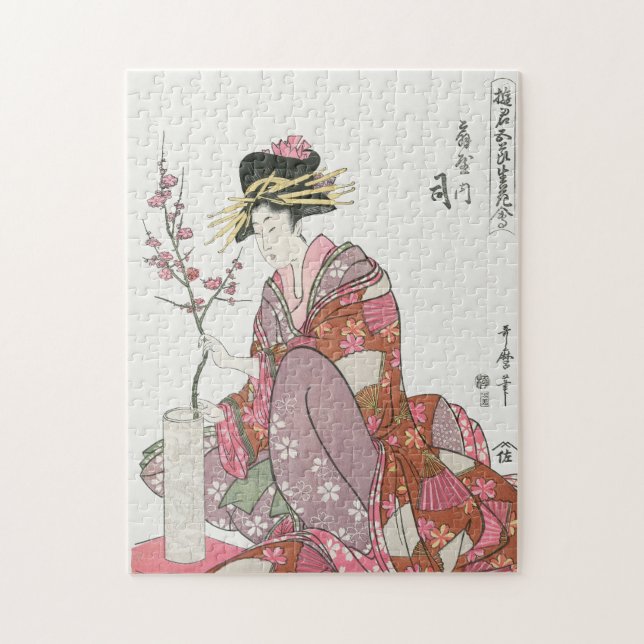 Japanese woman vintage Painting art woodblock prin Jigsaw Puzzle (Vertical)