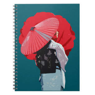 Japanese woman wearing traditional clothes notebook