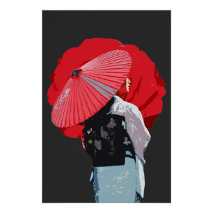 Japanese woman wearing traditional clothes poster