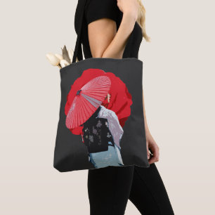 Japanese woman wearing traditional clothes tote bag