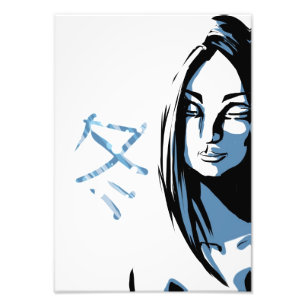 Japanese woman with winter kanji photo print