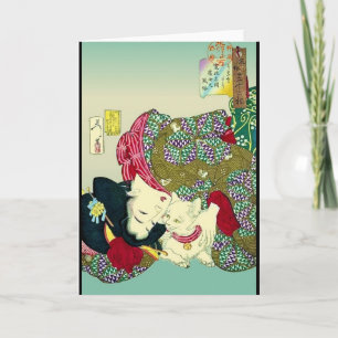 Japanese Women and Cat Card