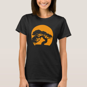 Japanese Women & Men Sunset Japan Retro Bonsai Tre T-Shirt