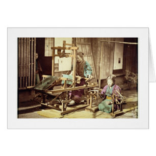 Japanese women weaving, c.1890 (hand-coloured phot