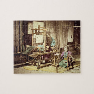 Japanese women weaving, c.1890 (hand-coloured phot jigsaw puzzle