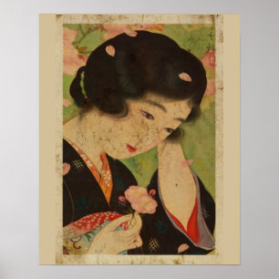 Japanese Women With Sakura Ukiyo Style Art No5 Poster