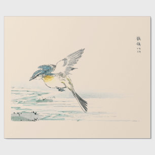 JAPANESE WOODBLOCK BIRD PRINT PEACH Wrapping Paper