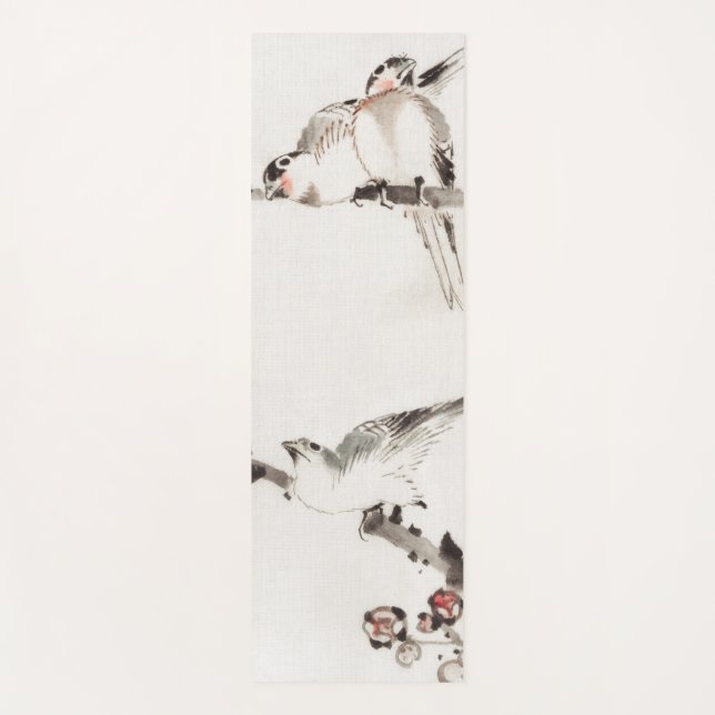 JAPANESE WOODBLOCK PRINT BIRDS ON BRANCH YOGA Mat (Front)