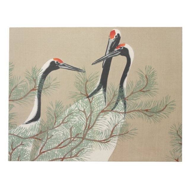 Japanese woodblock-print Cranes - Kamisaka Sekka Notepad (Front)