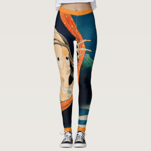 JAPANESE WOODBLOCK PRINT OF GHOST Leggings