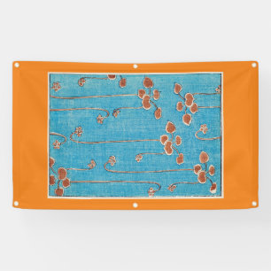 JAPANESE WOODBLOCK PRINT OF WATER LILIES ON Banner