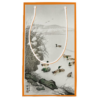 JAPANESE WOODBLOCK PRINT SWIMMING DUCKS GIFT BAG