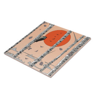 Japanese Woodpecker Ceramic Tile