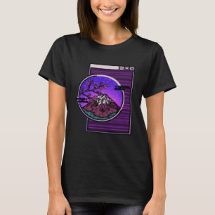 Japanese Y2K 90s Cherry Blossom Mt Fuji on Glitch T-Shirt