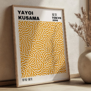 Japanese Yayoi Kusama Yellow Abstract Exhibition Poster