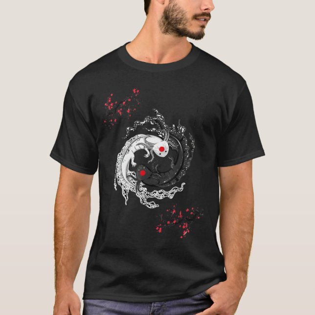 Japanese Yin Yang Axolotls Art Graphic Anime Axolo T-Shirt (Front)
