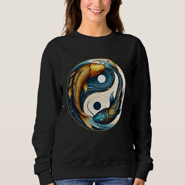 Japanese Yin Yang Symbol Koi Fish Sweatshirt (Front)