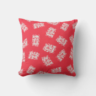 Japanese Yukata Textile, Maneki Neko (Lucky Cat) Cushion