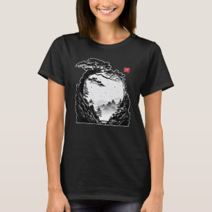 Japanese Zen Circle Landscape Buddhism Bonsai Tree T-Shirt