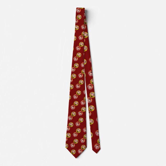  "Japanese Zen Daruma & Kanji – Never Give Up" Tie (Front)