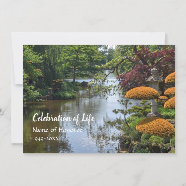 Japanese Zen Garden Celebration of Life Memorial Invitation (Front)