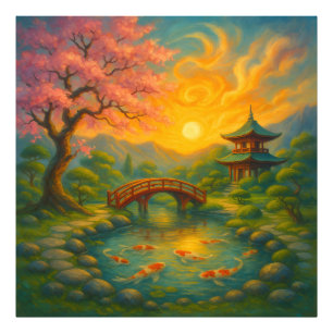 Japanese Zen Garden Sunset Wall Art
