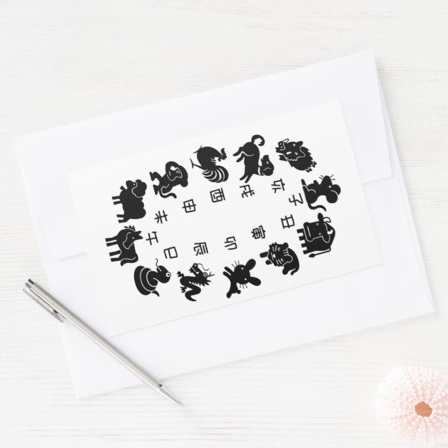 Japanese Zodiac Rectangular Sticker (Envelope)