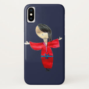 Japanesecute doll red kimono cute art iPhone x case