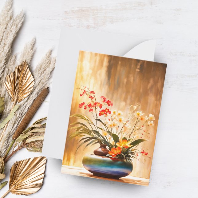 JapaneseFlower Arrangement Ikebana Card (Send elegance with this beautifully crafted Ikebana flower arrangement note card.)