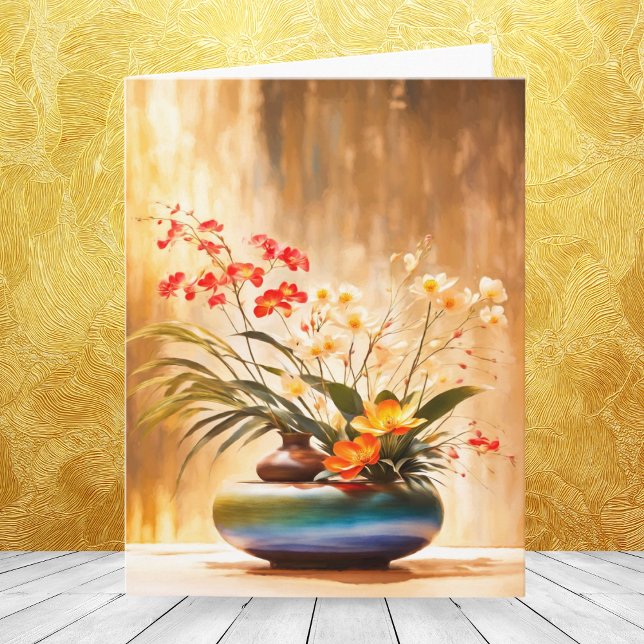 JapaneseFlower Arrangement Ikebana Note Card (Perfect for any occasion, this Ikebana note card adds a touch of elegance to your heartfelt messages)