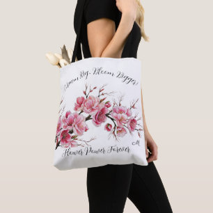 Japanesse Inspiration Sakura Flowers Illustration Tote Bag