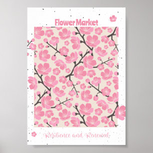 Japans Flower Blossoms Flower Market Poster