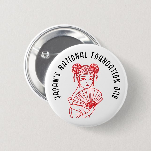 Japan's National Foundation Day 6 Cm Round Badge (Front & Back)