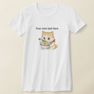 Japenese Cat Eating Ramen Noodles T-Shirt