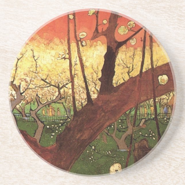 Japonism: Flowering Plum Tree by Vincent van Gogh Coaster (Front)