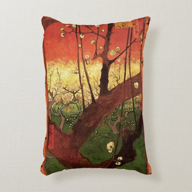 Japonism: Flowering Plum Tree by Vincent van Gogh Decorative Cushion (Front(Vertical))