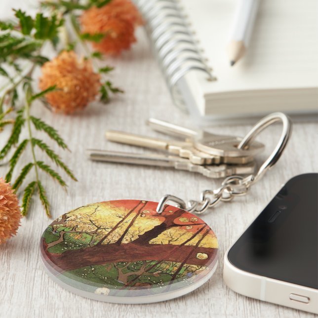 Japonism: Flowering Plum Tree by Vincent van Gogh Key Ring (Front Right)