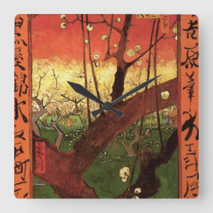 Japonism: Flowering Plum Tree by Vincent van Gogh Square Wall Clock