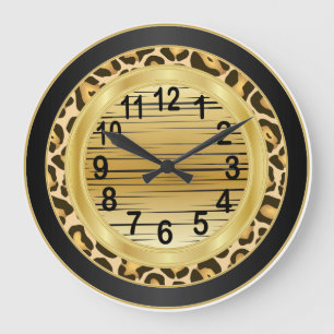 Jaquar Animal Print with Gold Scribble Design Large Clock