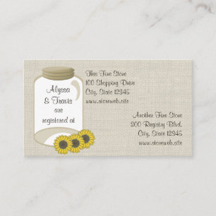 Jar and sunflowers Bridal Registry Card