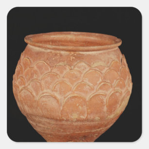 Jar decorated with overlapping applied scales square sticker