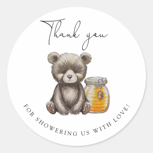jar honey and Teddy bear thank you Classic Round Sticker (Front)